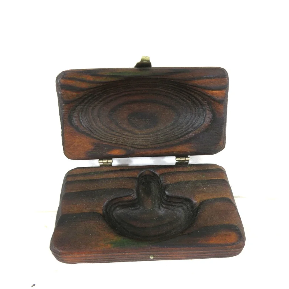 Jewelry Box 1970's Brown Wood Small Size 4